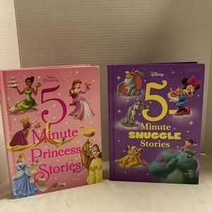 Disney 5 Minute Story Books Lot of 2 Hard Cover Books Princess & Snuggle Stories